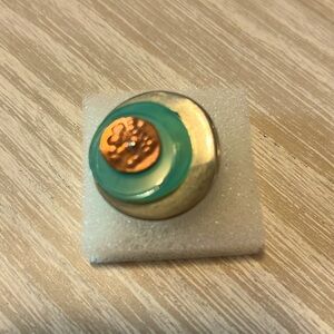 Alpaca silver adjustable ring with acrylic and copper discs